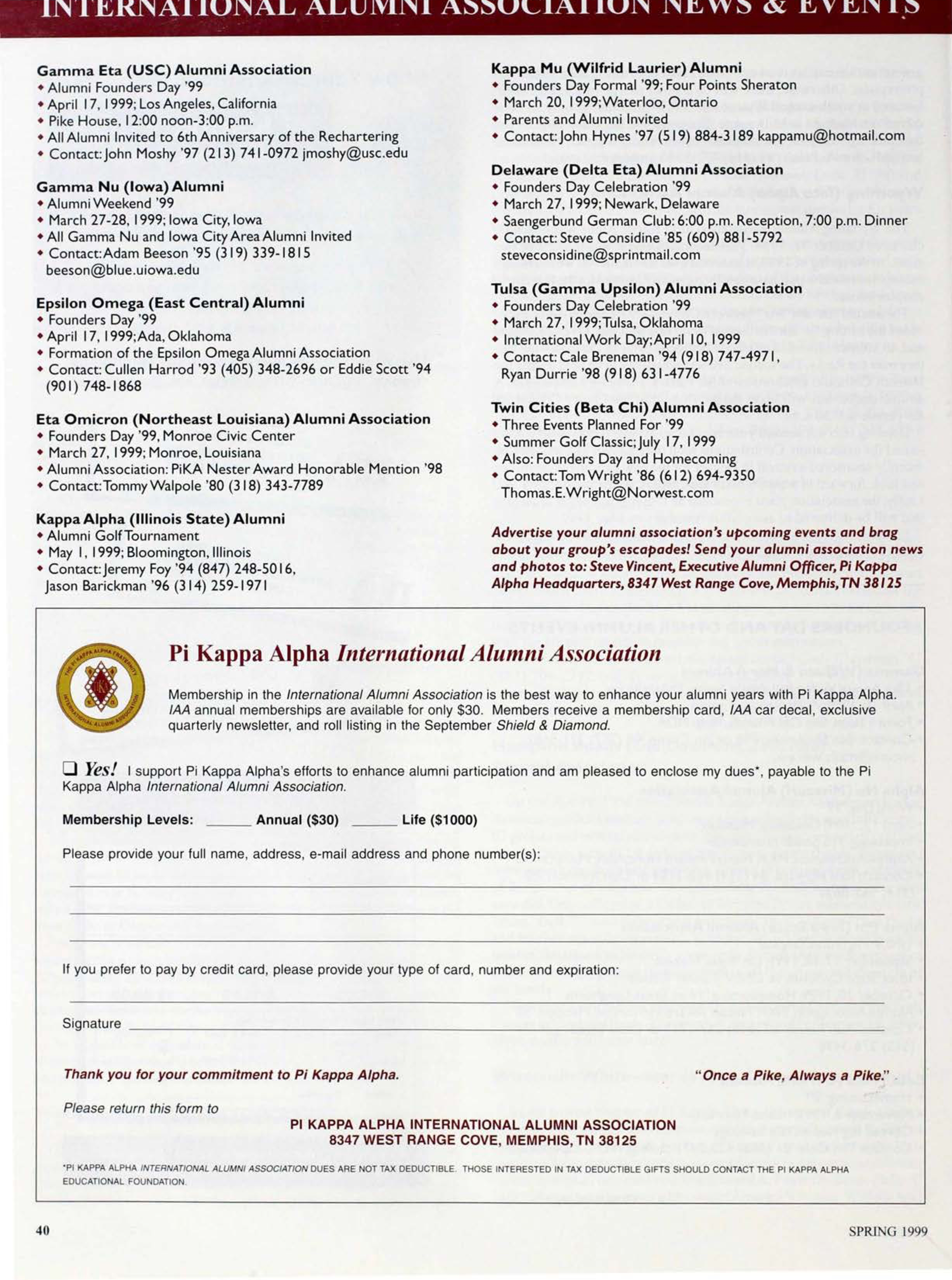 Pi Kappa Alpha Address Labels Advertisement, Spring 1999